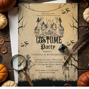 Invitation Fête d'Halloween pour adultes squelette gothique v