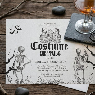 Invitation Fête d'Halloween pour adultes squelette gothique v