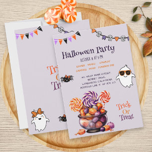 Invitation Fête d'Halloween pour enfants avec des bonbons col