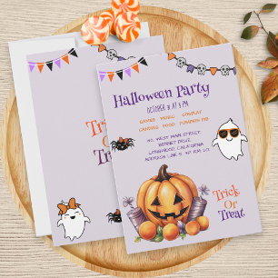 Invitation Fête d'Halloween pour enfants avec des bonbons col