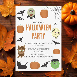 Invitation Fête d'Halloween pour enfants avec des monstres am