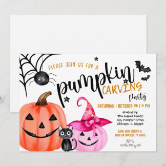 Invitation Fête d'Halloween pour fille avec découpe de citrou