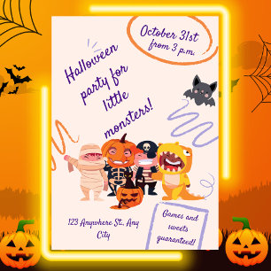 Invitation Fête d'Halloween pour les petits monstres ! Fête d