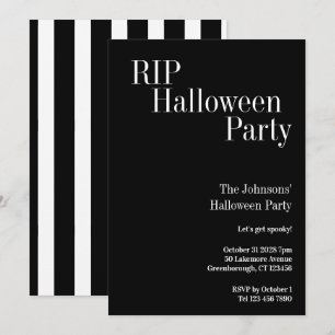Invitation Fête d'Halloween RIP Rayure noire et blanche