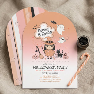 Invitation Fête d'Halloween Spooks & Spells Arch Stripe ID132