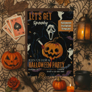 Invitation Fête d'Halloween Spooky Let's Get