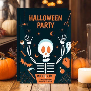 Invitation Fête d'Halloween squelette effrayant