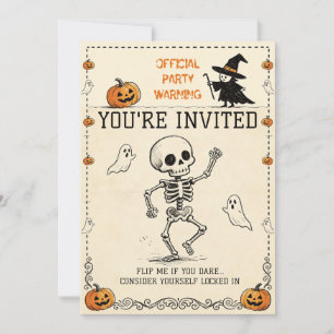 Invitation Fête d'Halloween squelette vintage