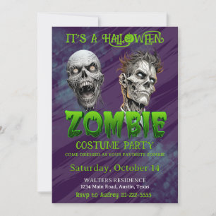 Invitation Fête d'Halloween squelette zombie Apocalypse effra