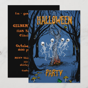 Invitation Fête d'Halloween squelettes dansants