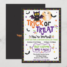 Fête d'Halloween Trick or Treat Chauve-souris et L