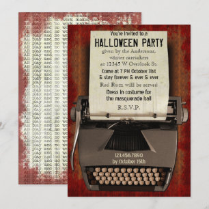 Invitation Fête d'Halloween Typewriter Horreur adulte