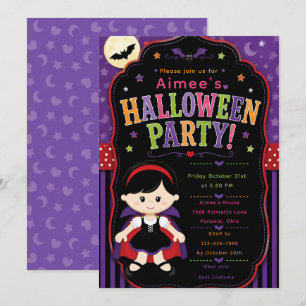 Invitation Fête d'Halloween Vampire pour Enfants