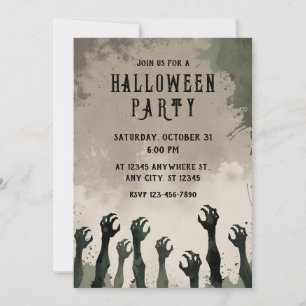 Invitation Fête d'Halloween Zombie