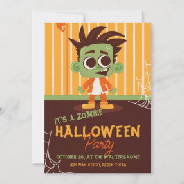 Invitation Fête d'Halloween Zombie Mignonne et Spooky pour En