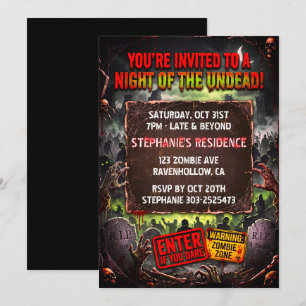 Invitation Fête d'Halloween Zombie Mort-Vivant