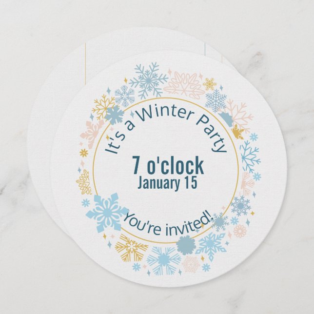 Invitation fête d'hiver conception de flocon de neige (Devant / Derrière)