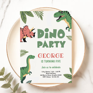 Invitation Fête Dino Dinosaures Dino Mignons 5ème Anniversa