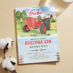 Invitation Fête d'invitation à l'anniversaire du tracteur mod