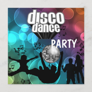 Invitation Fête Disco Danse Rétro Bulles Bleues