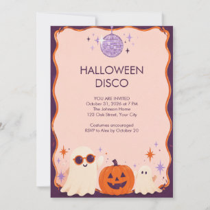 Invitation Fête disco Halloween Fantôme Lavande Rétro