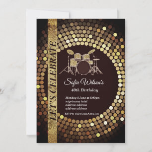 Invitation Fête disco, or, musique, fête d'anniversaire