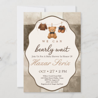 Invitation Fête d'ours en peluche Bientôt bébé