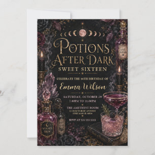Invitation Fête Douze Ans Sucrés Potions Après la Tombée de l
