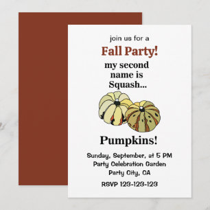 Invitation Fête drôle d'automne de citrouille