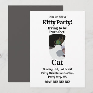 Invitation Fête drôle de Kitty Parfaite pour chat