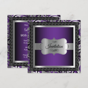 Invitation Fête du 00e anniversaire   Métal violet et argent