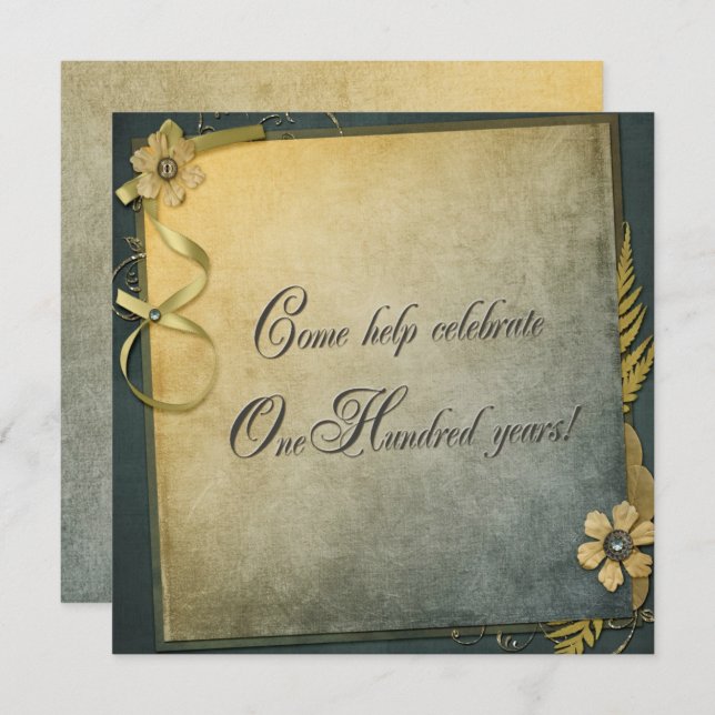 Invitation Fête du 100e anniversaire (Devant / Derrière)