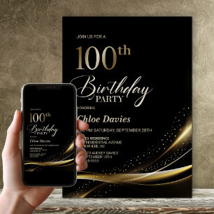 Invitation Fête du 100e anniversaire de Black and Gold