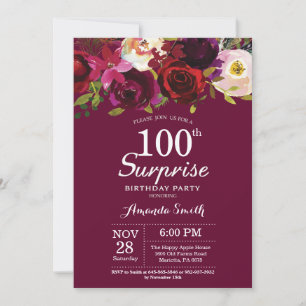 Invitation Fête du 100e anniversaire de la Surprise florale d