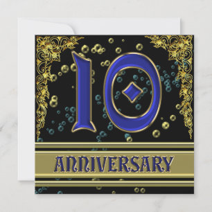 Invitation Fête du 10e anniversaire Black and Gold