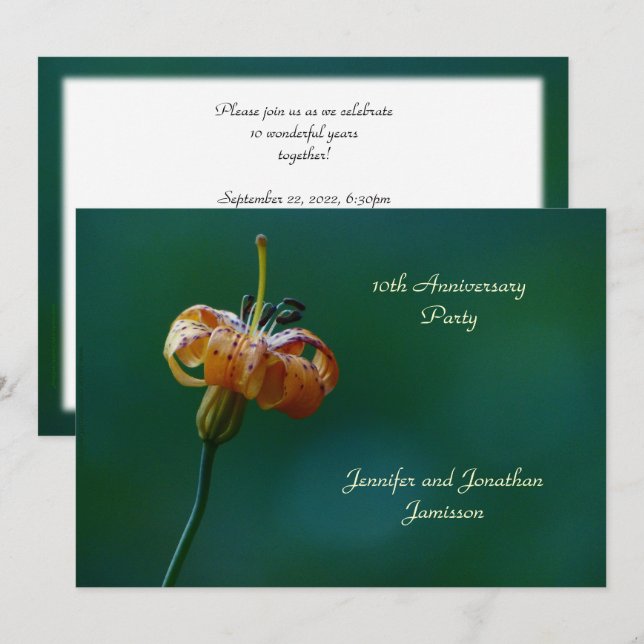 Invitation Fête du 10e Anniversaire Yellow Lily Floral (Devant / Derrière)