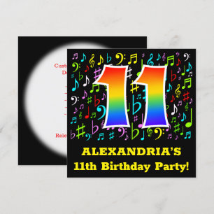 Invitation Fête du 11e anniversaire : Symboles de musique amu