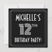 Fête du 12e anniversaire : Art Déco Style avec Nom
