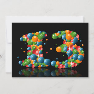 Invitation Fête du 13ème anniversaire, avec bulles et balles