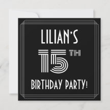 Fête du 15e anniversaire : Style Art Déco avec nom