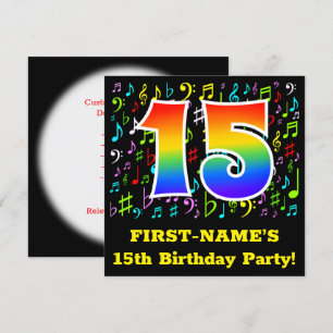 Invitation Fête du 15e anniversaire : Symboles de musique amu