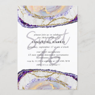 Invitation Fête du 16e anniversaire de l'élégant marbre viole