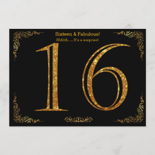 Invitation fête du 16e anniversaire, styl Gatsby, parties sci