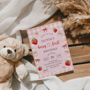 Invitation Fête du 1er anniversaire de la douce fraise