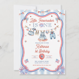 Invitation Fête du 1er anniversaire de Little Firecracker Gir