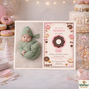 Invitation Fête du 1er anniversaire de Sweet One Donut Joli