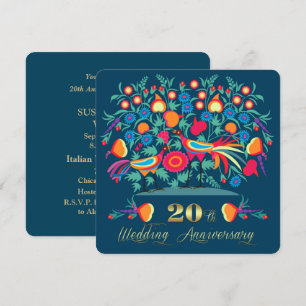 Invitation Fête du 20e Anniversaire de Mariage Art Populaire
