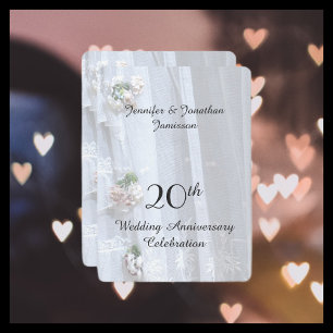 Invitation Fête du 20e anniversaire de mariage, dentelle vint