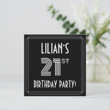 Fête du 21e anniversaire : Art Déco Style avec nom