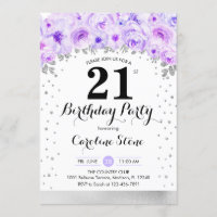 Fête du 21e anniversaire - Fleurs violettes argent